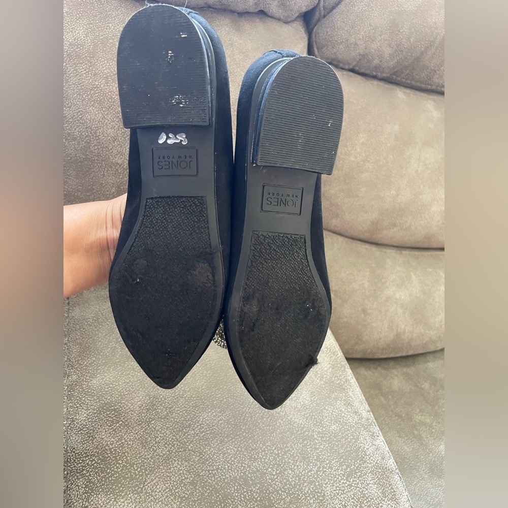 Jones New York black and silver suede flats elegant loafers - Picture 5 of 6